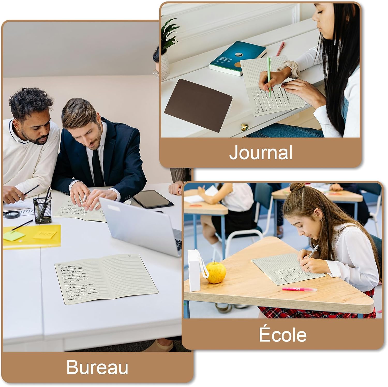 Thumbnail 5 de ZCZN A5 Cahiers Lignés - Lot de 12 blocs kraft brun, 60 pages chacun