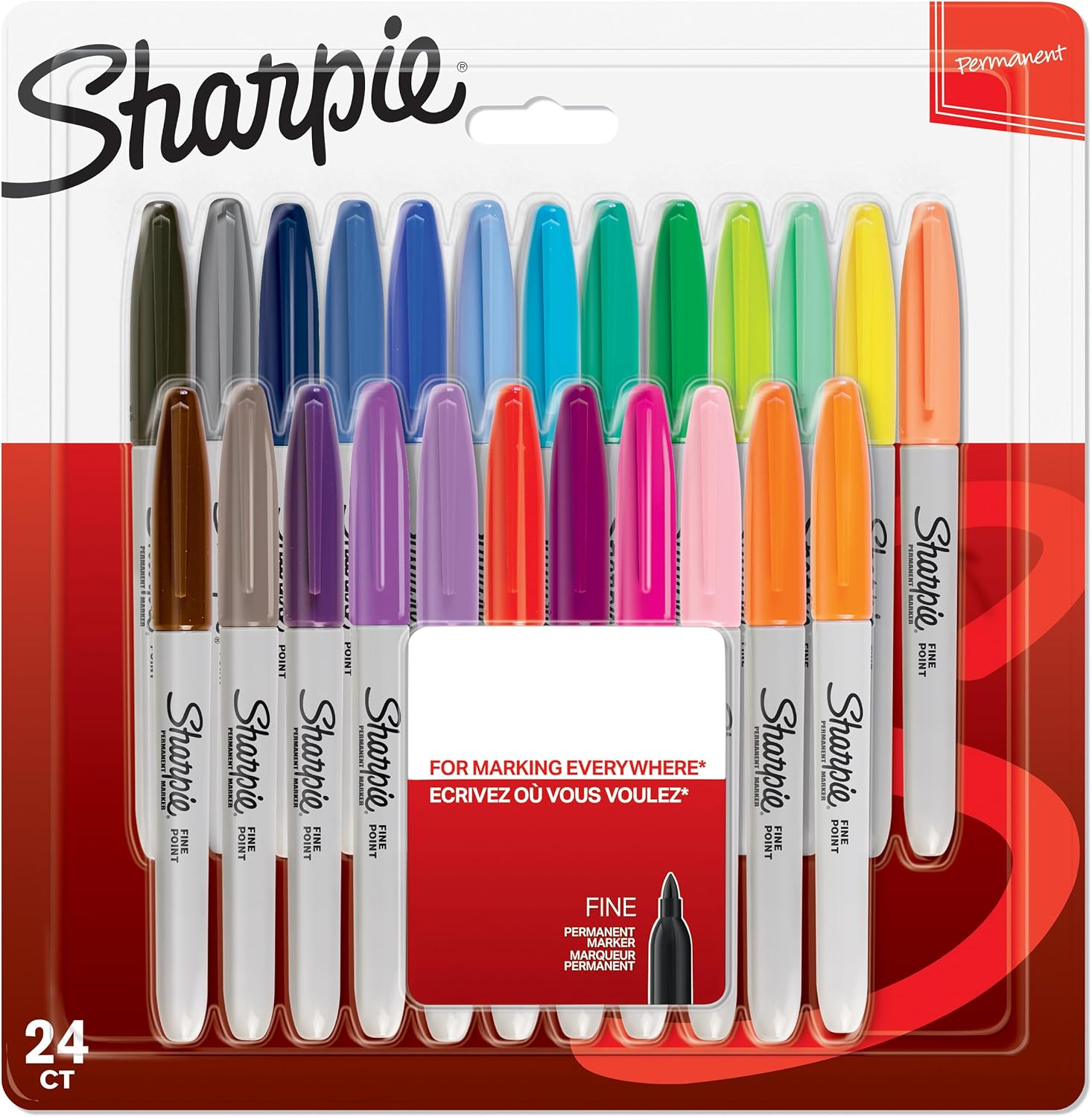 Detalle de Sharpie permanenta märkpennor med fin spets, 24 blandade färger
