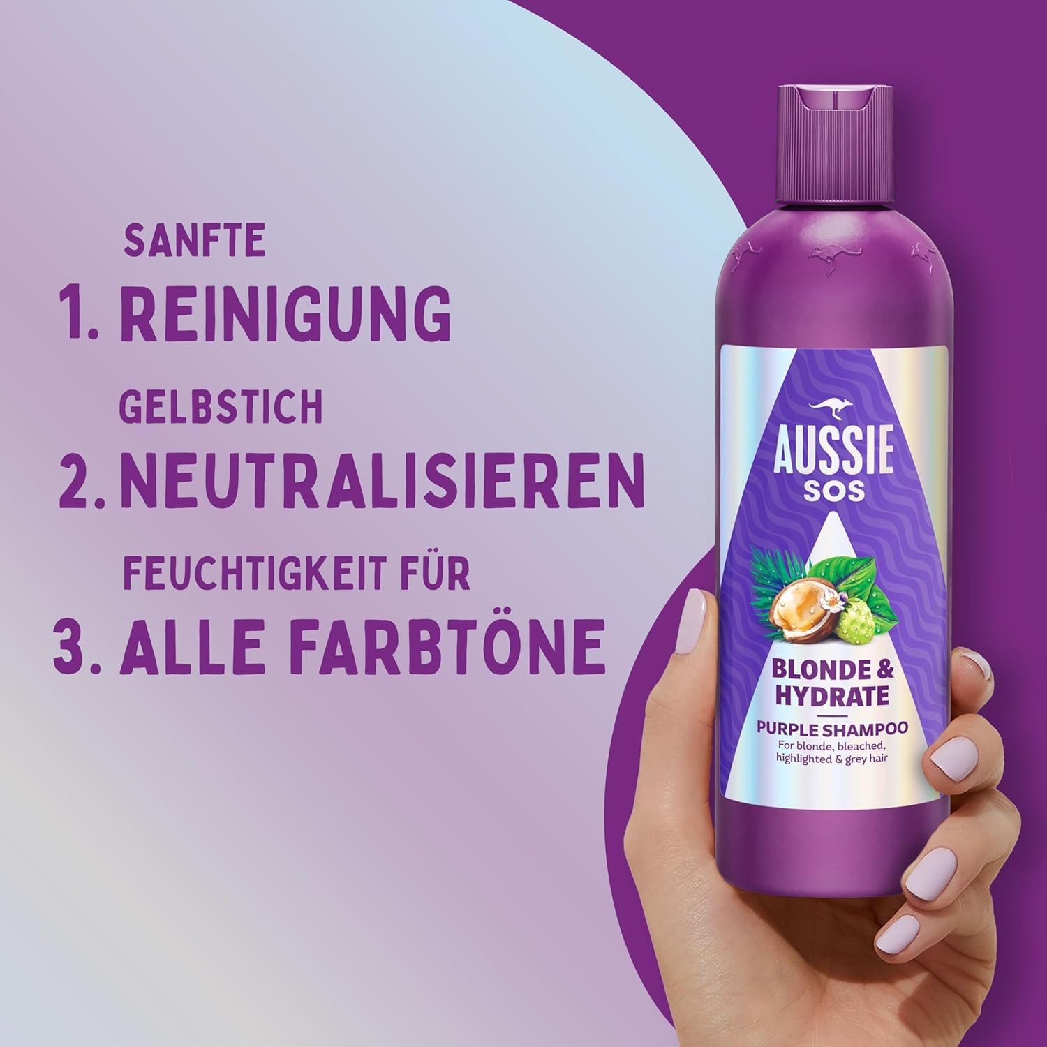 Thumbnail 1 de Aussie SOS Blonde & Hydrate Lila Shampoo 500 ml für blondes, graues und gesträhntes Haar