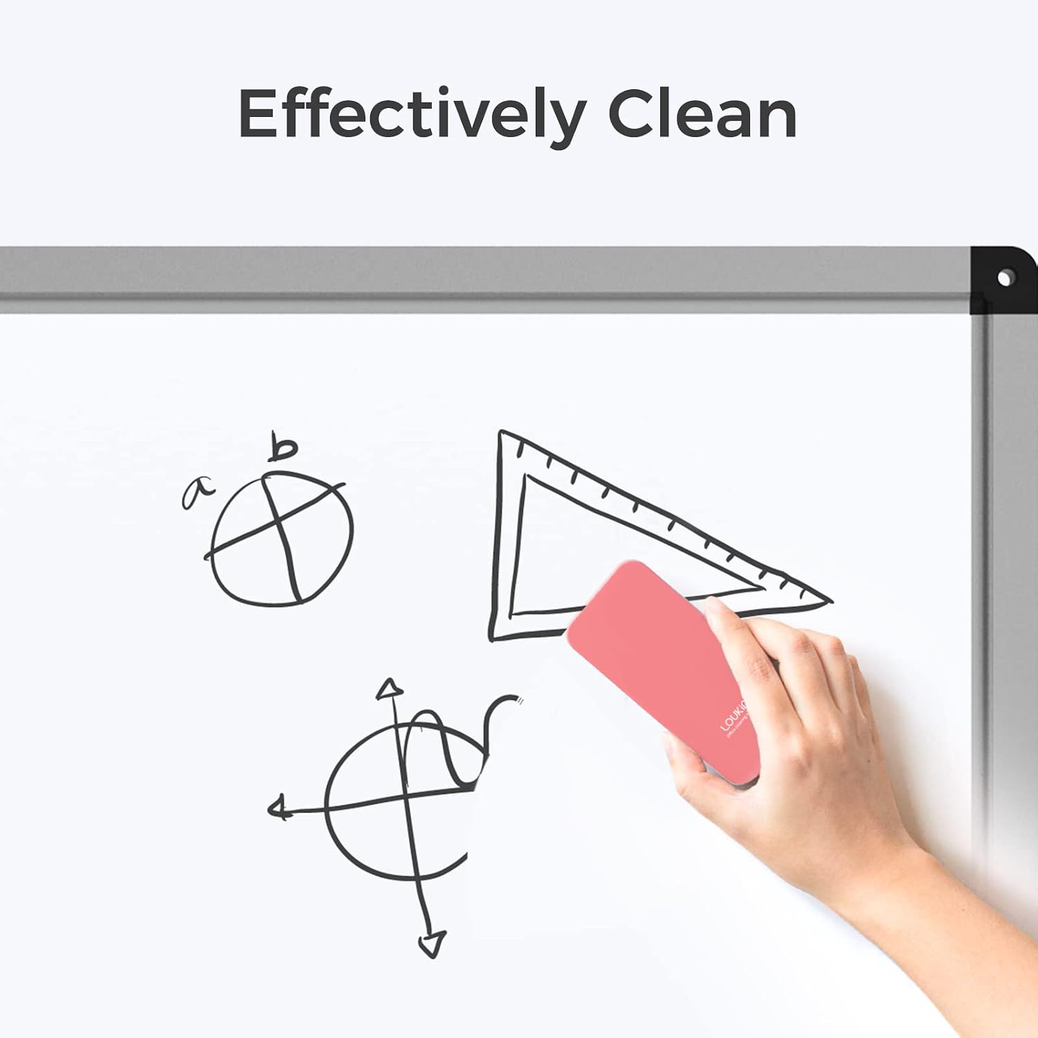 Detalle 2 de Loukin Magnetic Dry Erase Eraser with Built-in Cleaner (Pink) for Whiteboards, Glass Boards & Note Boards