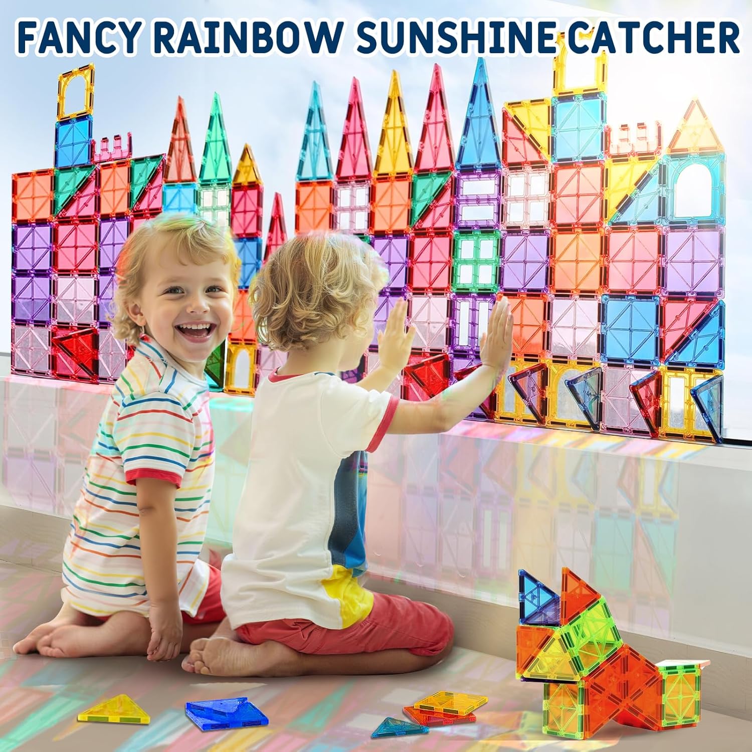 Thumbnail 1 de Magnetische Bausteine 120-tlg. Set mit 2 Magnetfiguren und 2 Autos – Montessori Magnetspielzeug für Kinder ab 4 Jahren