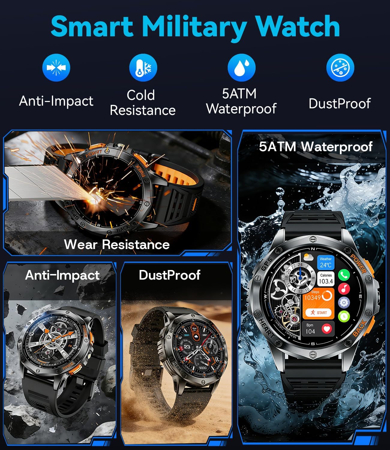 Thumbnail 4 de LIGE DM1-H Smart Watch for Men with GPS, 170 Sports Modes & Military Build