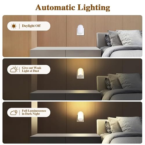 Thumbnail 1 de Detake 2 Pack Night Light Plug in Walls with Dusk to Dawn Sensor (0.5W) – UK Plug