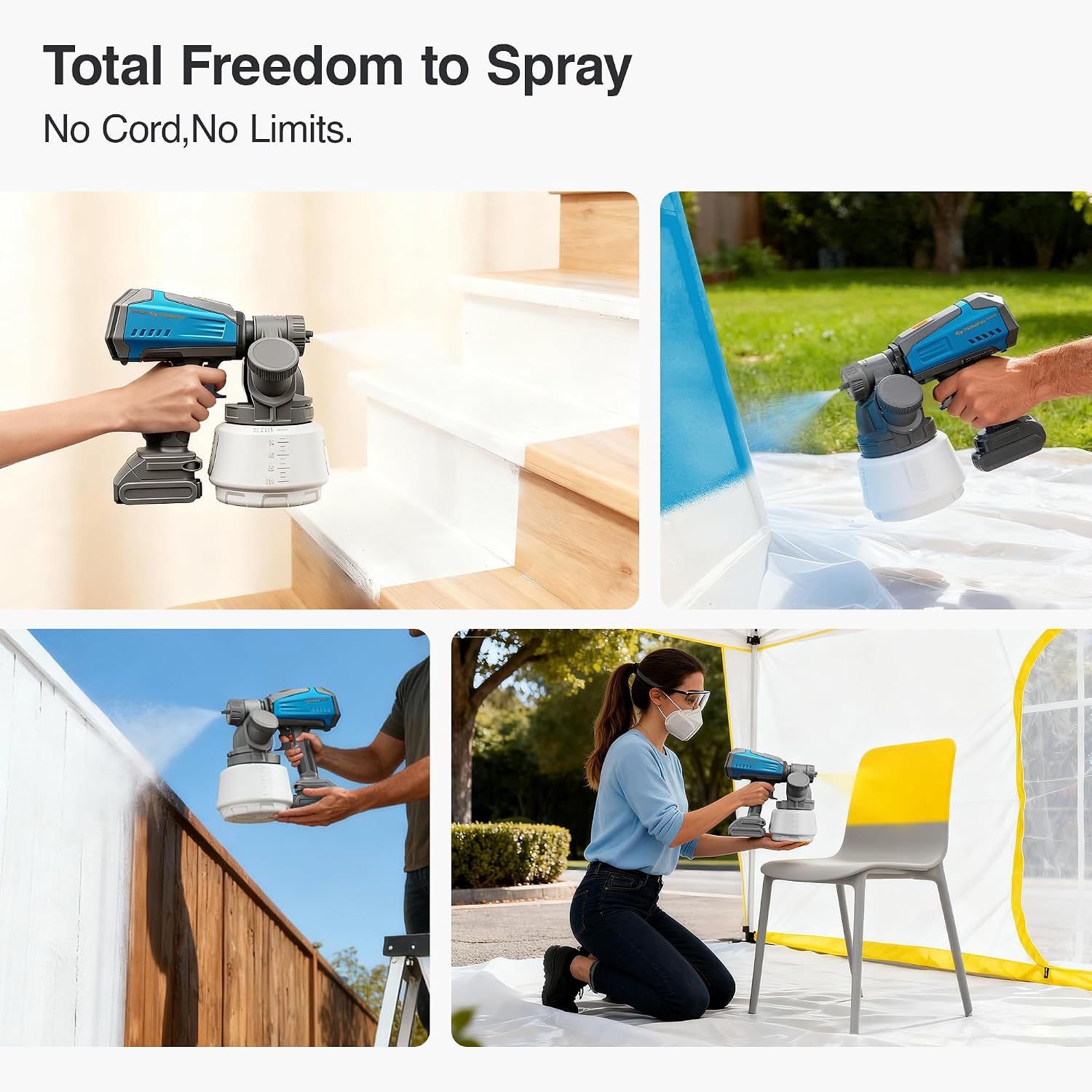 Thumbnail 5 de Tilswall Shark700 Cordless Paint Sprayer, 1,300 ml Tank, Brushless Motor