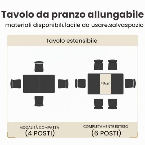 Thumbnail 8 de JIEXI Tavolo da pranzo allungabile [set da 5 pezzi]: tavolo estensibile con sedie in velluto nero