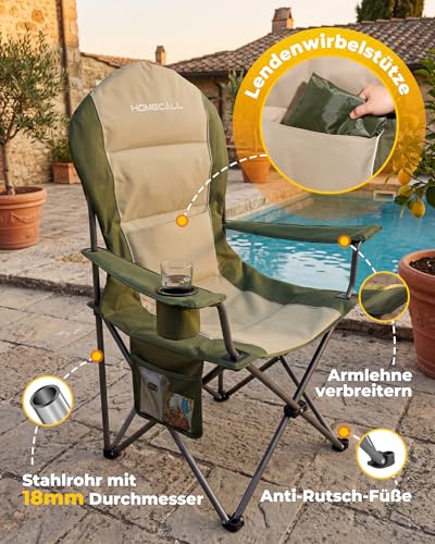 Detalle 1 de Homecall Campingstuhl faltbar, 108 cm Rückenlehne, bis 160 kg, 600D Oxford-Gewebe