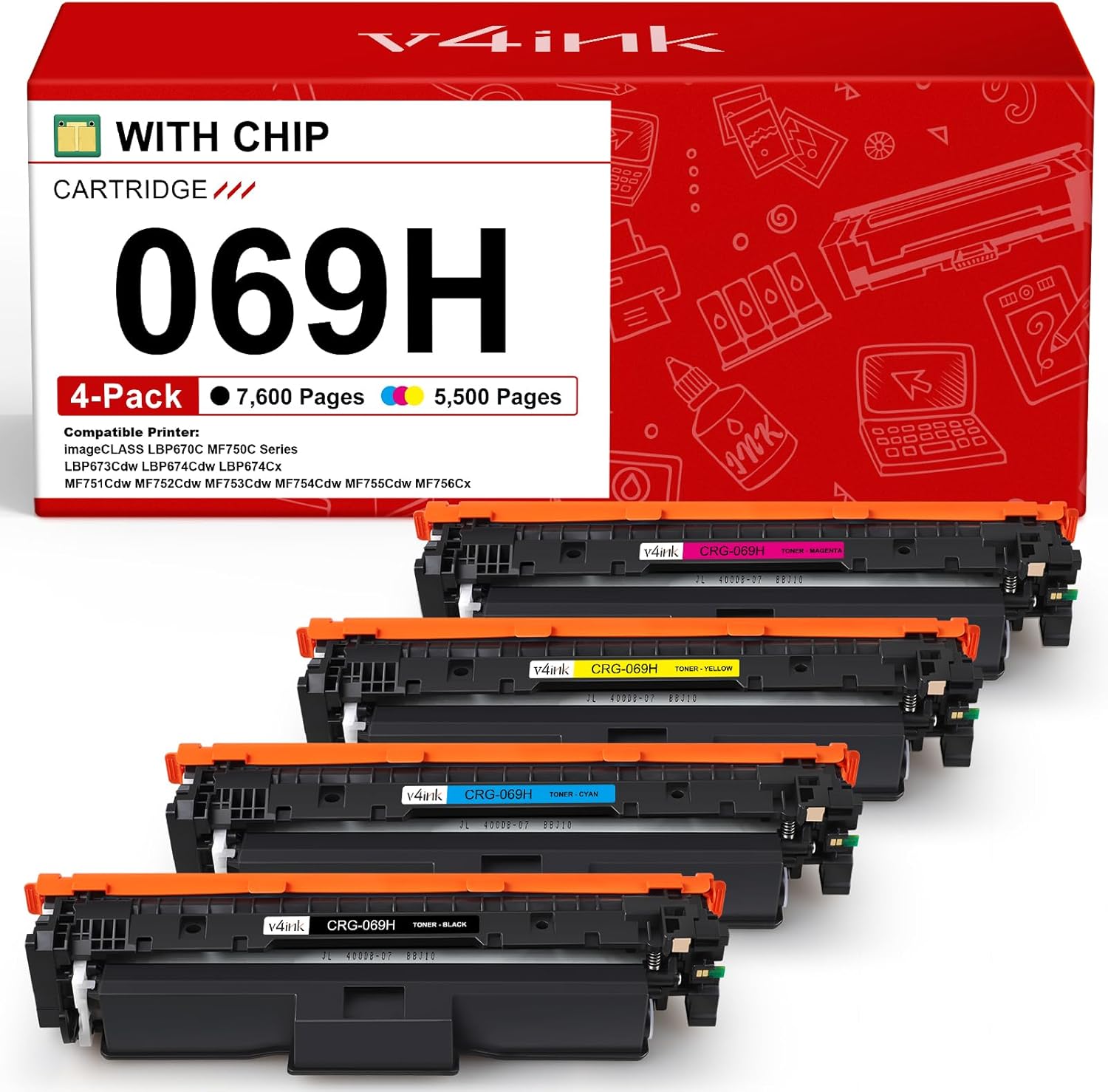 v4ink 069H Toner Cartridges 4-pack 🖨️