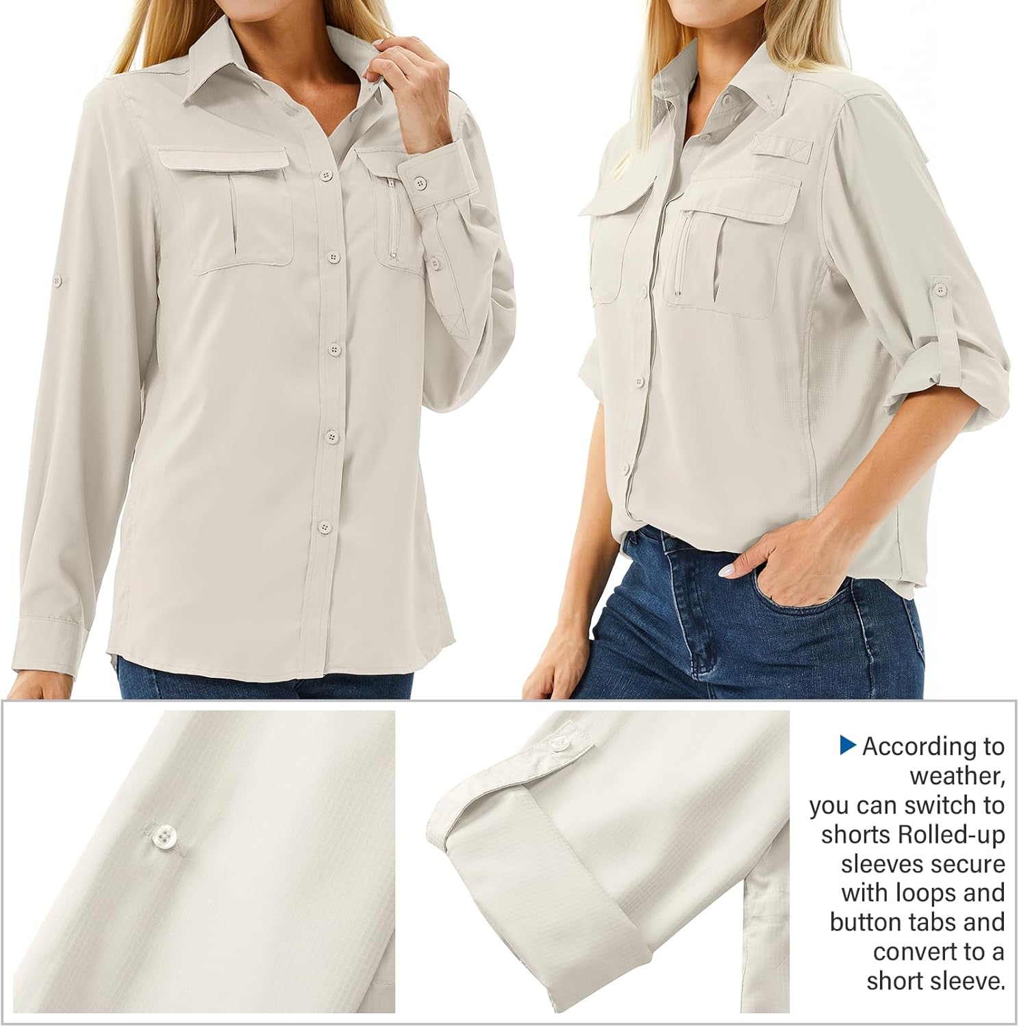 Thumbnail 3 de Yeyity Damen Outdoor Langarmshirt mit UPF 50+ – Hemdbluse, schnell trocken, UV-Schutz und Vielseitigkeit