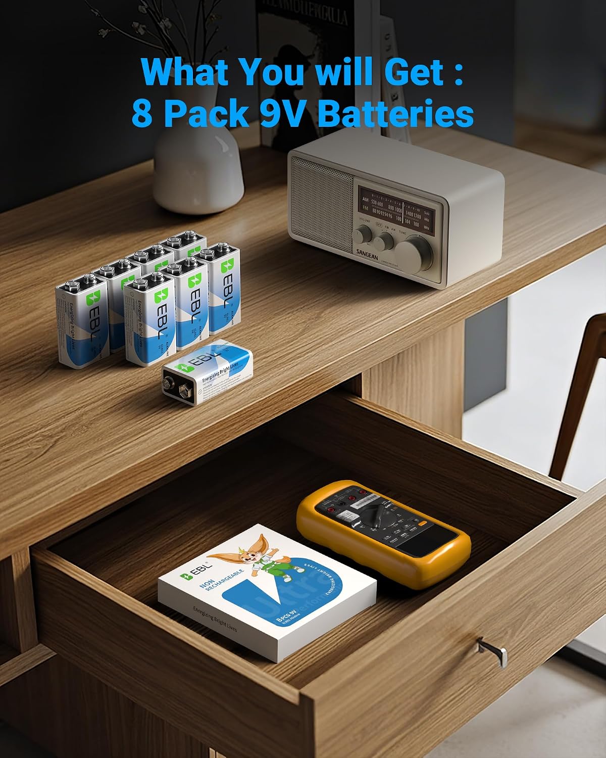 Thumbnail 6 de EBL 9V Batteries 8 Pack — Alkaline, Non-Rechargeable, 7-Year Shelf Life