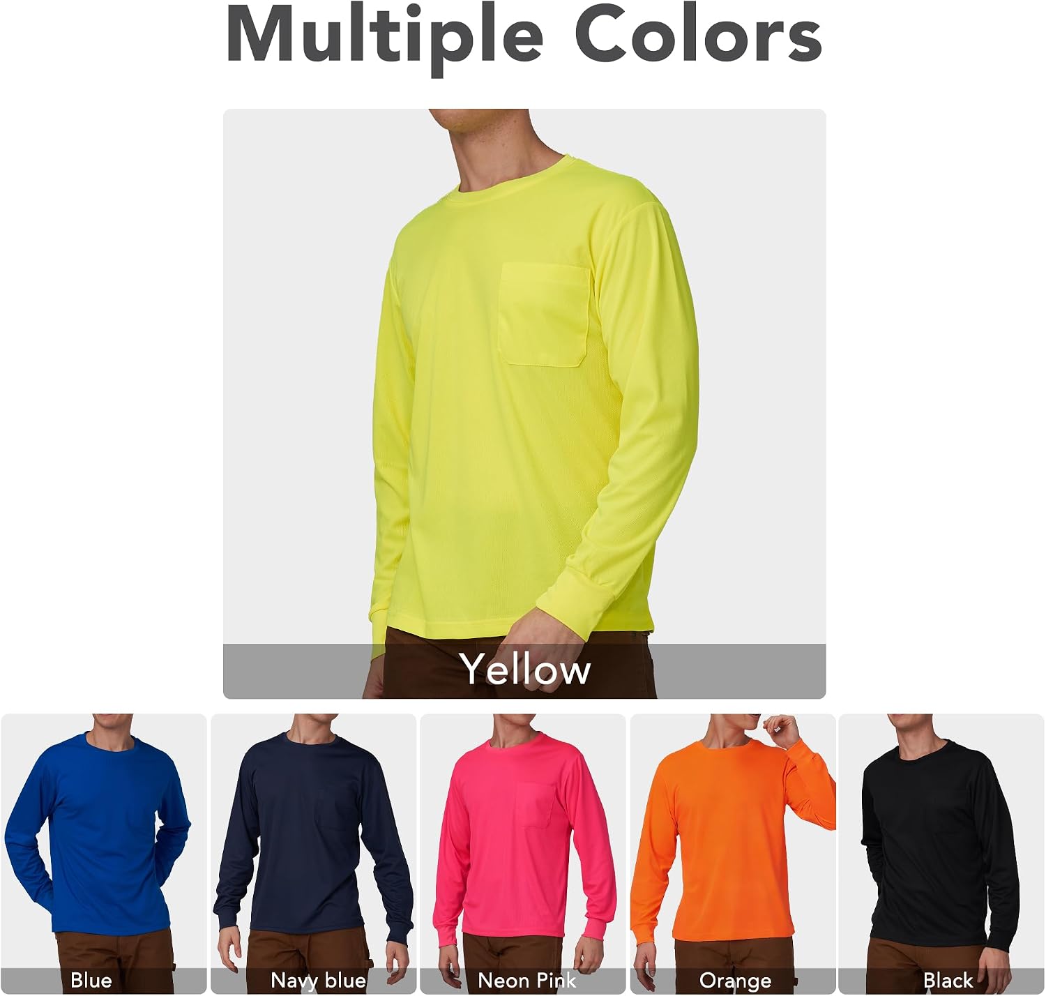 Detalle 2 de A-SAFETY High-Visibility Custom-Logo Long-Sleeve T-Shirt, XS–6XL