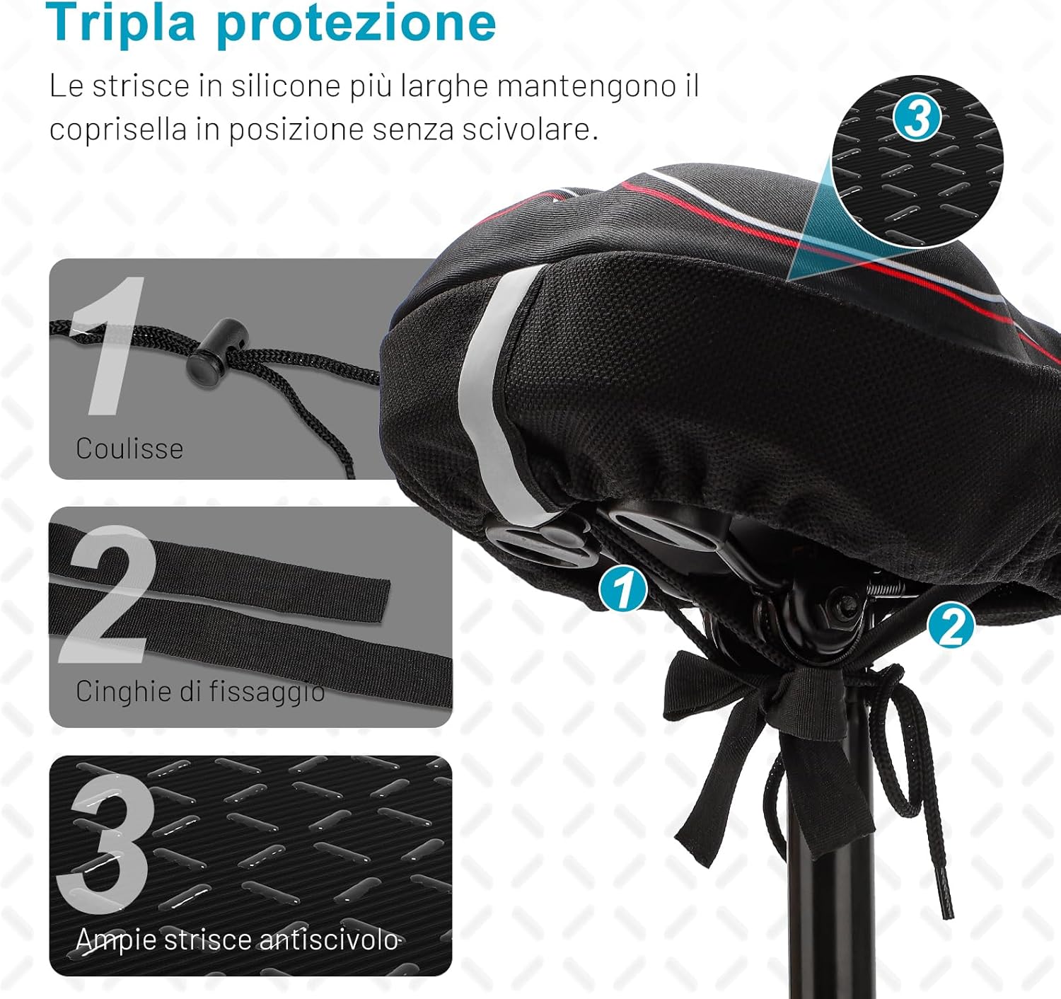 Thumbnail 4 de TECHCYC Coprisella Bici – Coprisella Cyclette in Memory Foam a Doppio Strato (26×25 cm) per Uomo e Donna