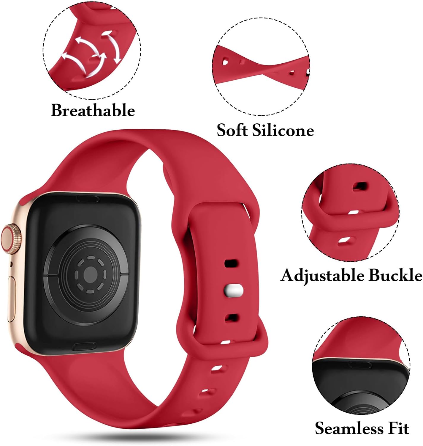 Detalle de CeMiKa Apple Watch silicone sport band 41mm