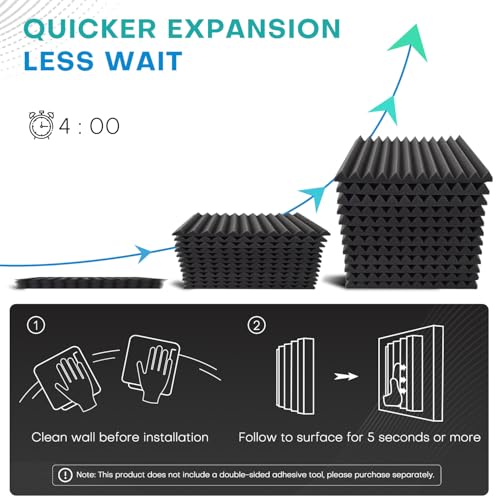 Detalle 2 de Knightsacoustic 48 Pack Acoustic Wall Panels – 1" Thick High-Density Foam for Studios and Offices