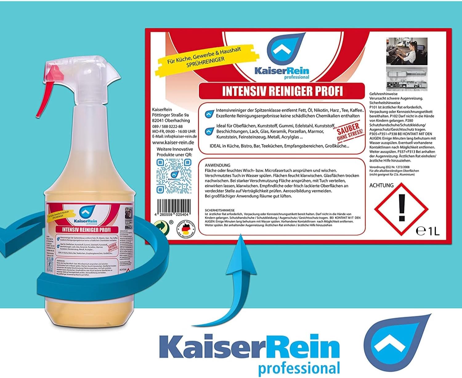 Thumbnail 4 de KaiserRein Intensivreiniger Küchenreiniger – Profi Fettlöser Spray 1L