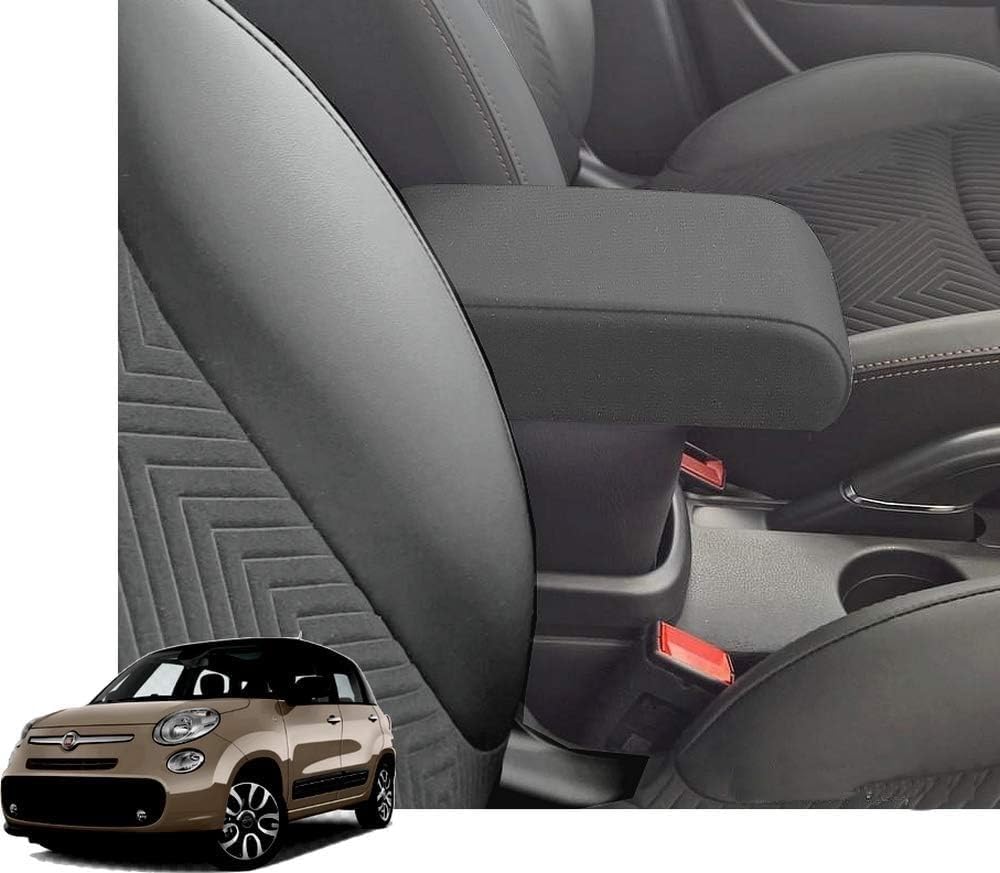 Detalle de WOOD COMPANY Bracciolo Premium per Fiat 500L Restyling (2018→) in Tessuto Nero – montaggio ad incastro