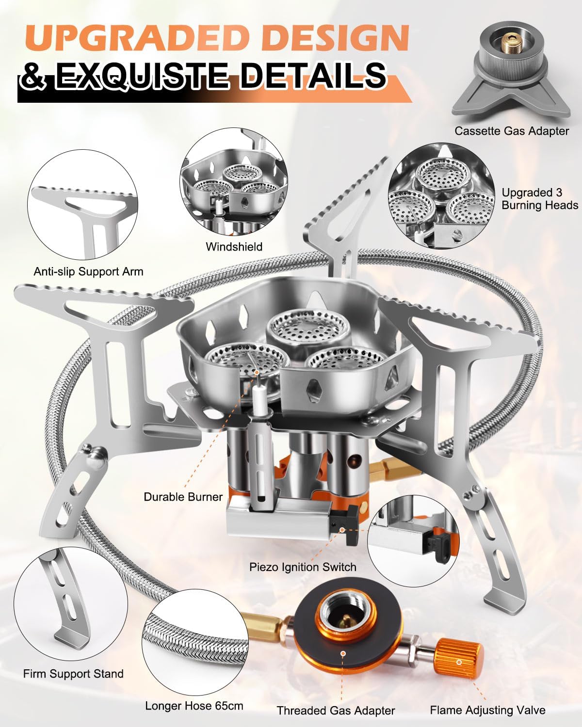Thumbnail 2 de AUTOPkio Camping Gas Stove 6800W: 3-Burner Portable Stove for Outdoor Cooking
