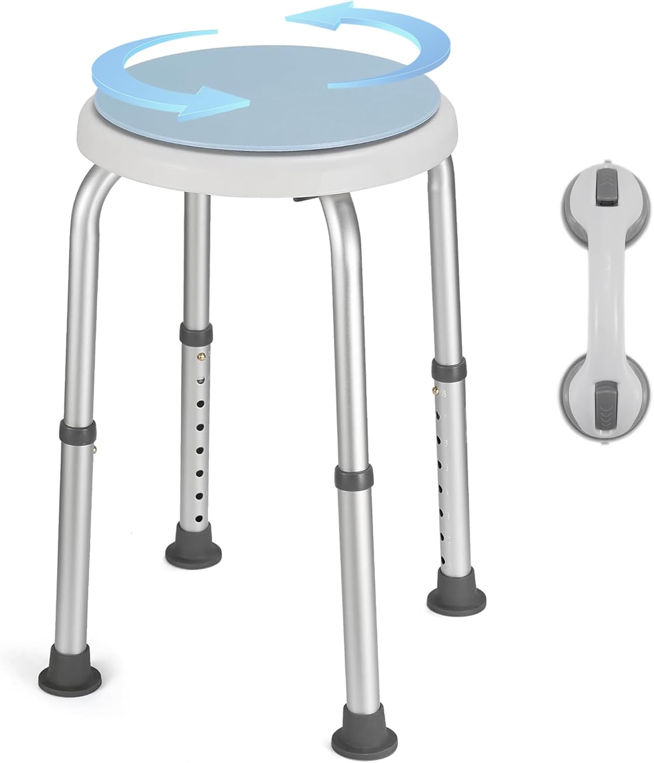 Detalle de Careboda DR3110 Swivel Shower Chair with Grab Bar, 360° Seat, Adjustable Height