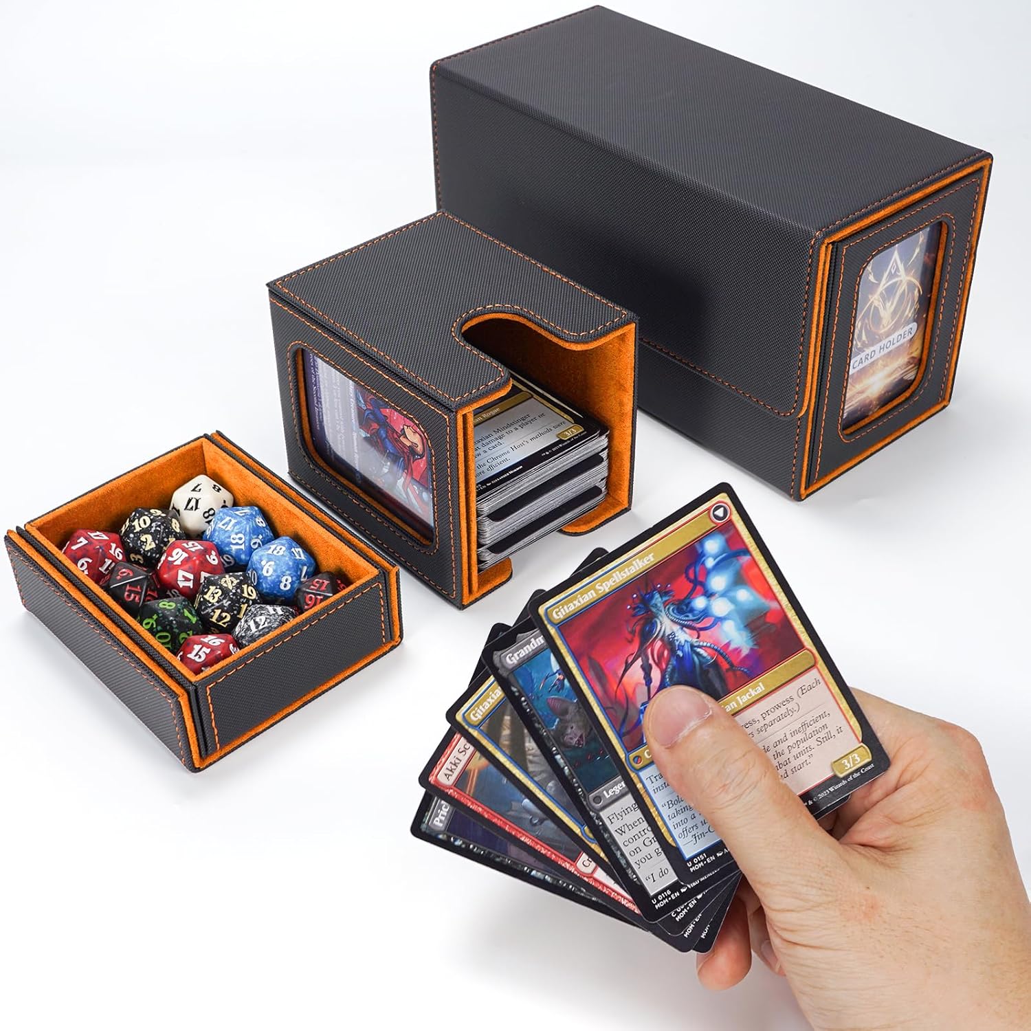Thumbnail 6 de AFIING MTG Commander Deck Box 200 Double Sleeved Cards Storage – 3-in-1 Magnetic Card Case Organizer