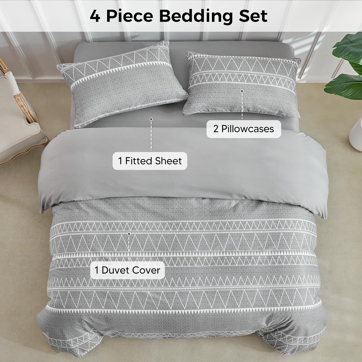 Detalle de Tokokimo Double Duvet Cover Set 4-piece, 40cm deep fitted sheet