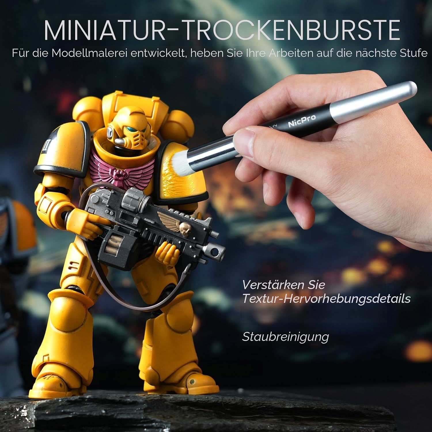 Detalle 2 de Nicpro Feine Pinselset Drybrush 21-teilig