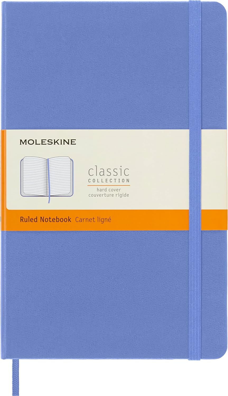 Moleskine Classic Notebook – Taccuino a Righe, Copertina Rigida, Blu Ortensia (Large 13x21 cm, 240 pagine)
