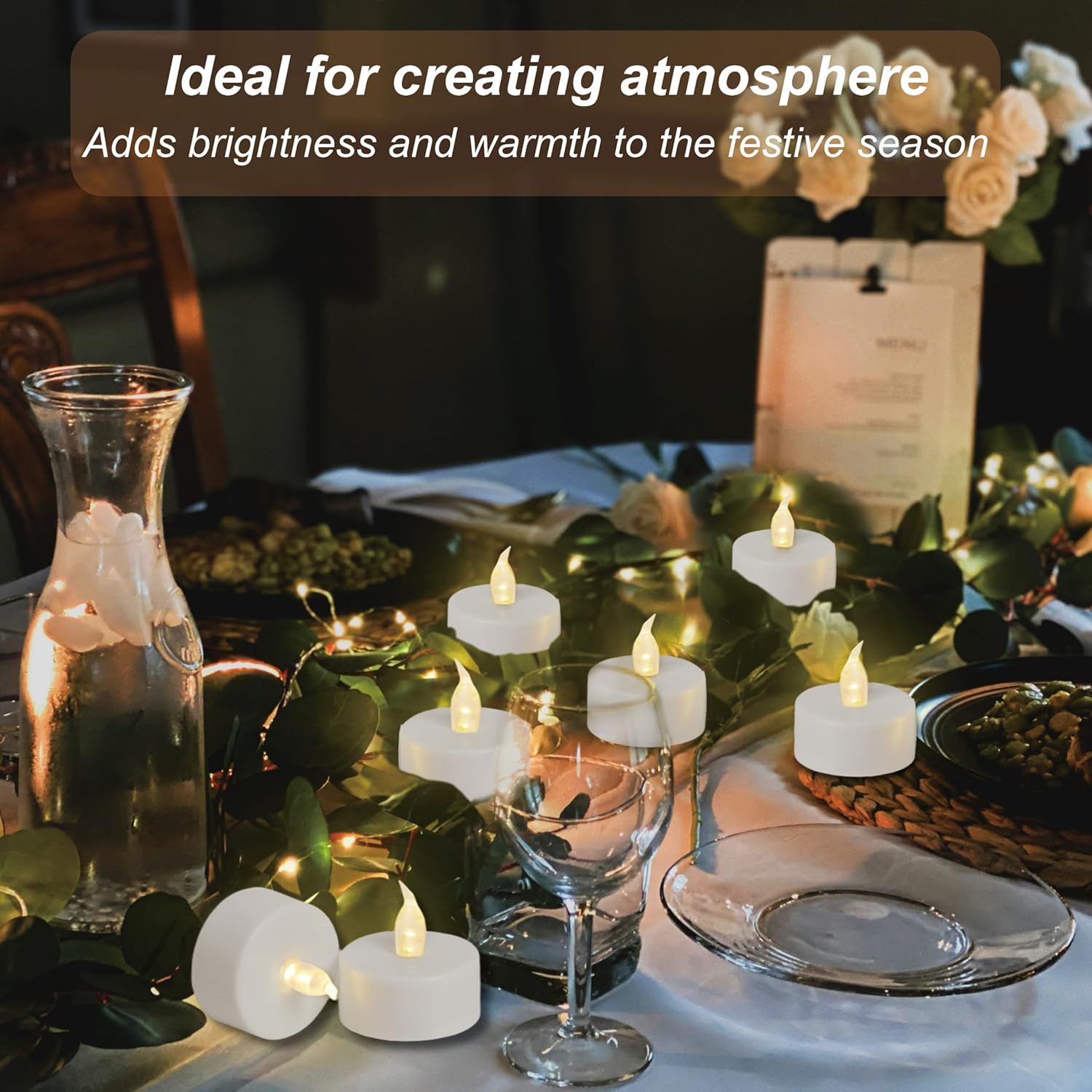 Detalle de Auralome LED flickering tea lights 50 pack
