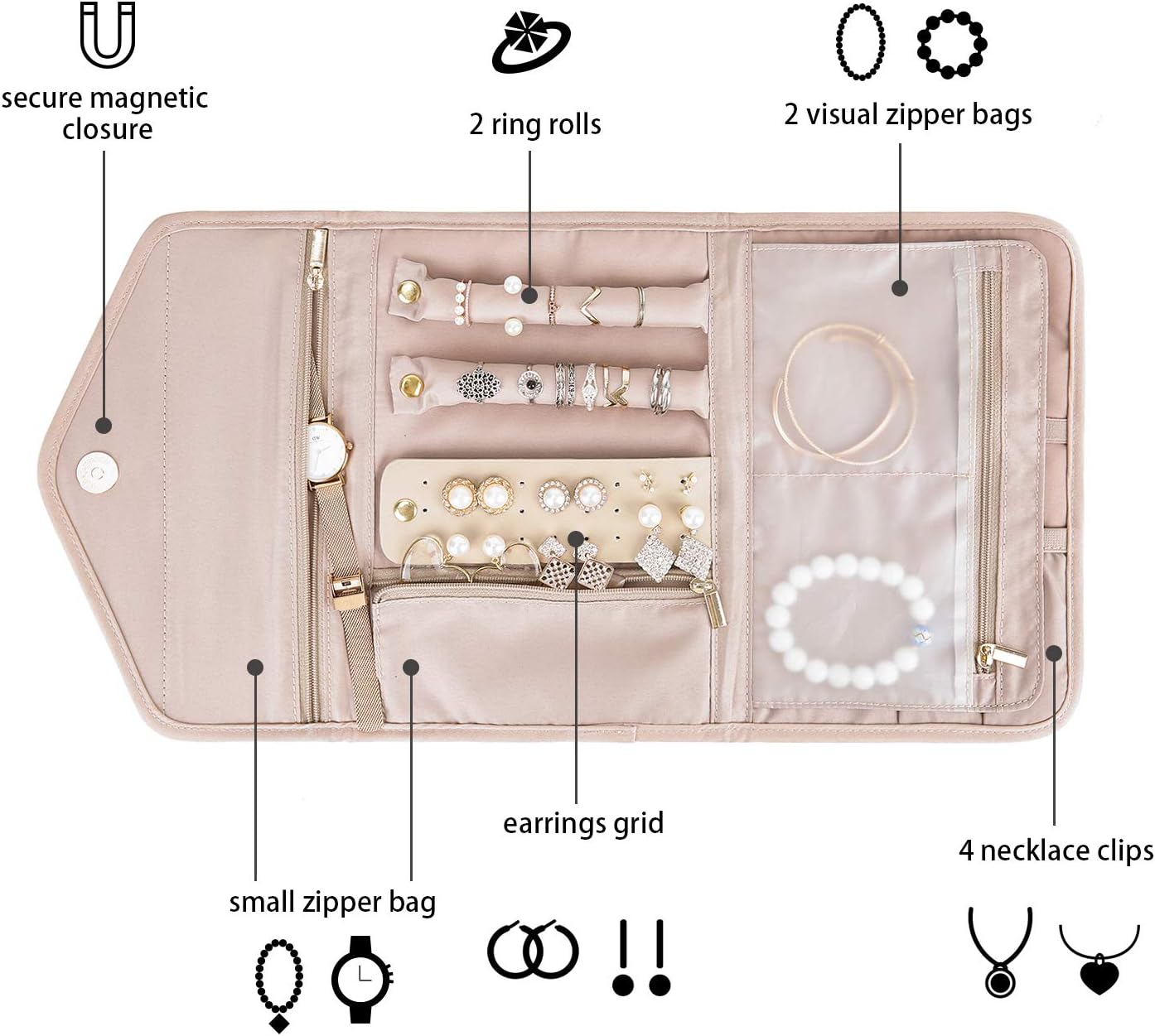 Thumbnail 2 de BAGSMART Travel Jewelry Organizer Roll — Foldable Case 💍