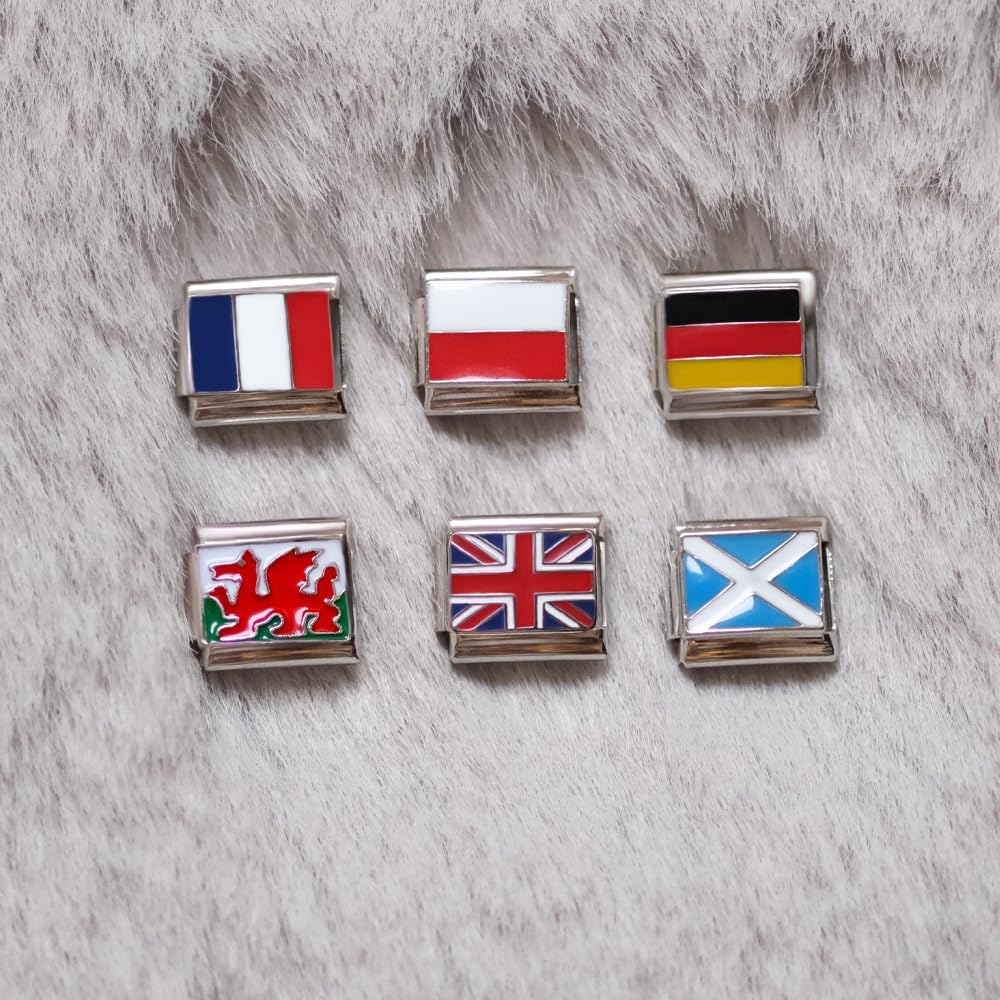 Thumbnail 5 de 2Burned Italian Charm Flag for 9 mm Bracelets in Stainless Steel