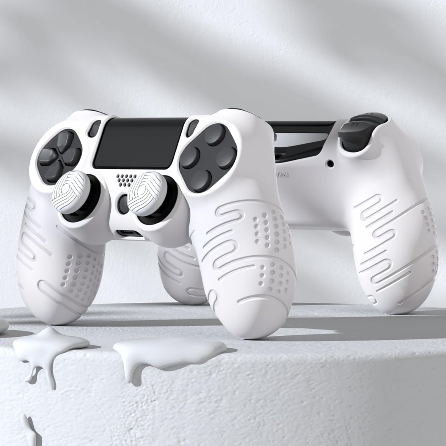 Thumbnail 6 de PlayVital Silicone Cover Skin for PS4 / PS4 Slim / PS4 Pro Controller (Line & Dot White)