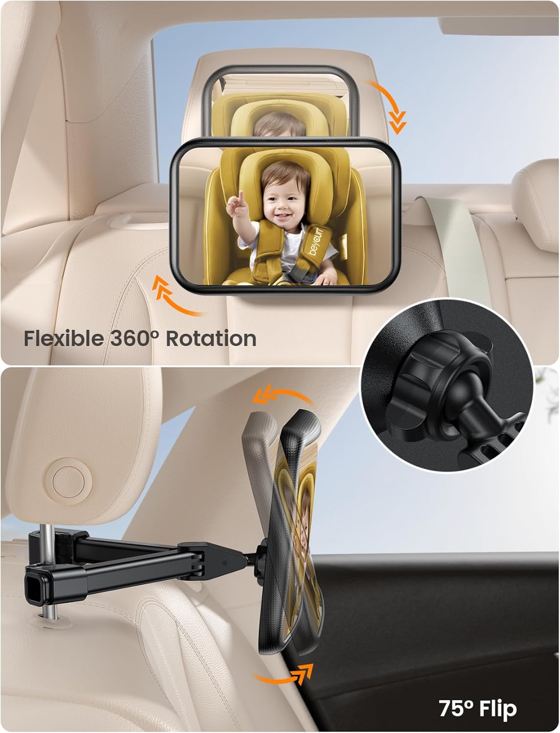 Detalle 2 de Lamicall Baby Car Mirror 360° rotation
