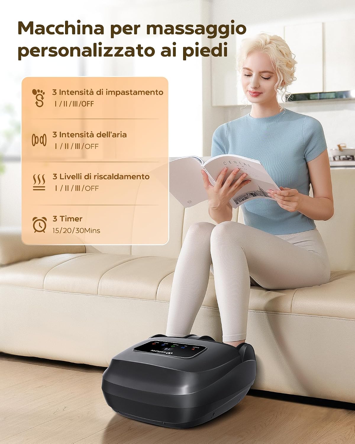 Detalle 2 de EaseZen Massaggiatore per Piedi Shiatsu 55°C