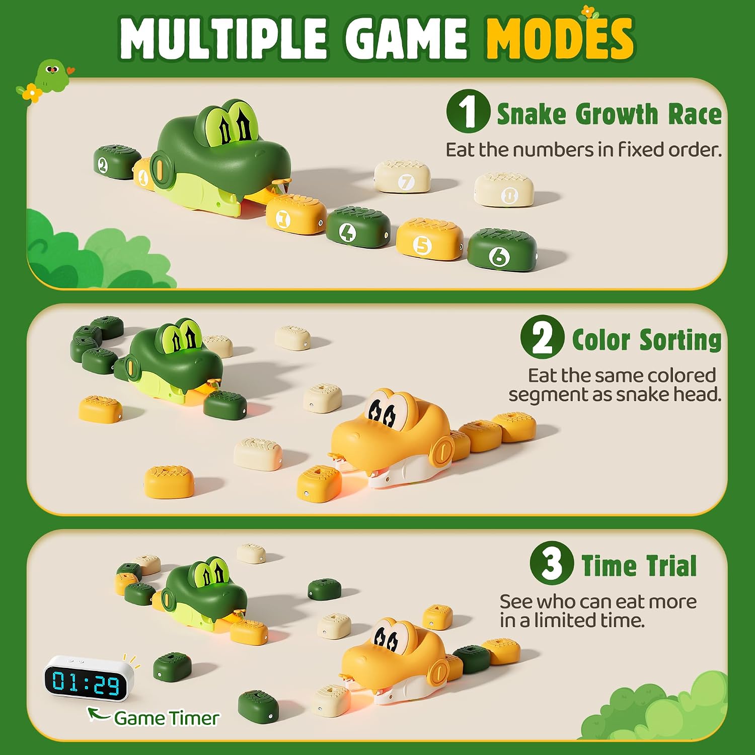 Detalle de NAUGHTY PANDA QC-2026Y2 Remote Control Snake Toy, 2.4GHz, Magnetic Blocks
