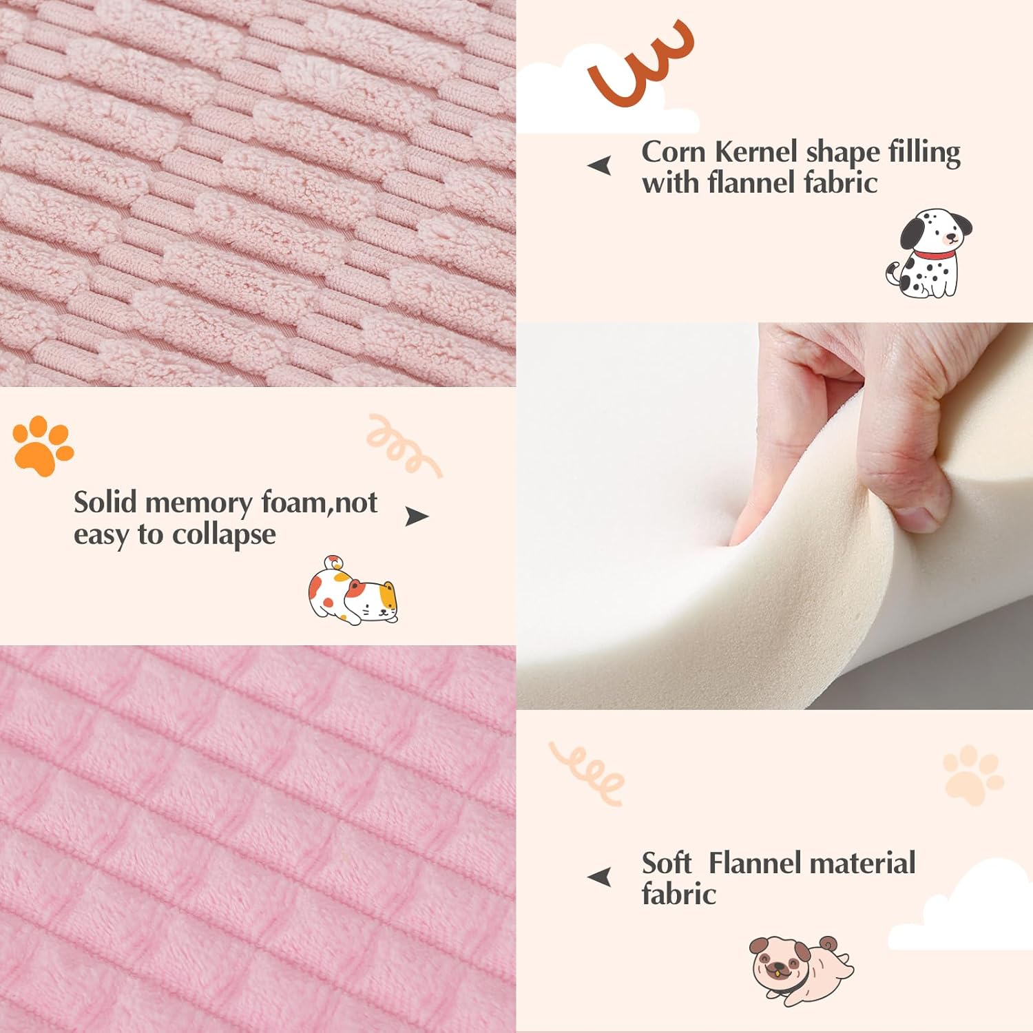 Detalle de IEUUMLER Dog Bed, Dual-Purpose Reversible Cushion (60x45 cm) in Pink