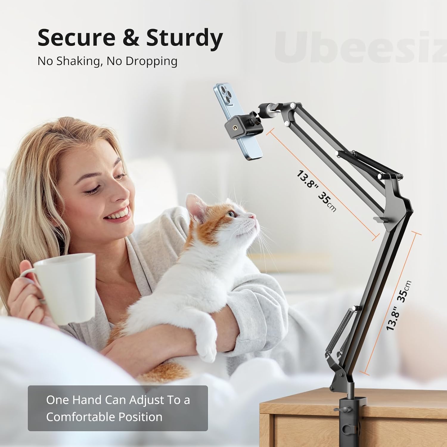 Thumbnail 2 de UBeesize Overhead-Stativ fürs Handy mit flexiblem Gelenkarm und Tischklemme