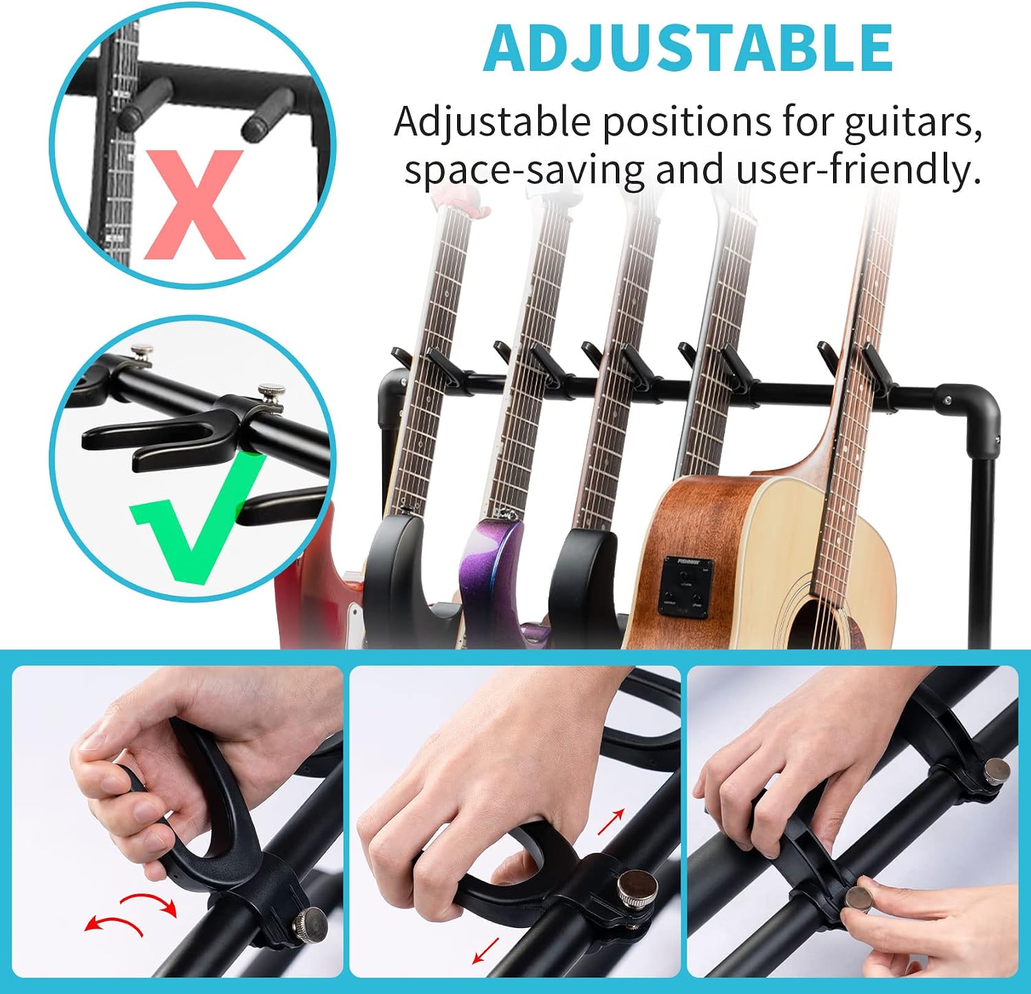 Thumbnail 2 de GUITTO GGS-07 (JOYO-GUITTO-GGS07) Foldable 5-Guitar Rack Stand