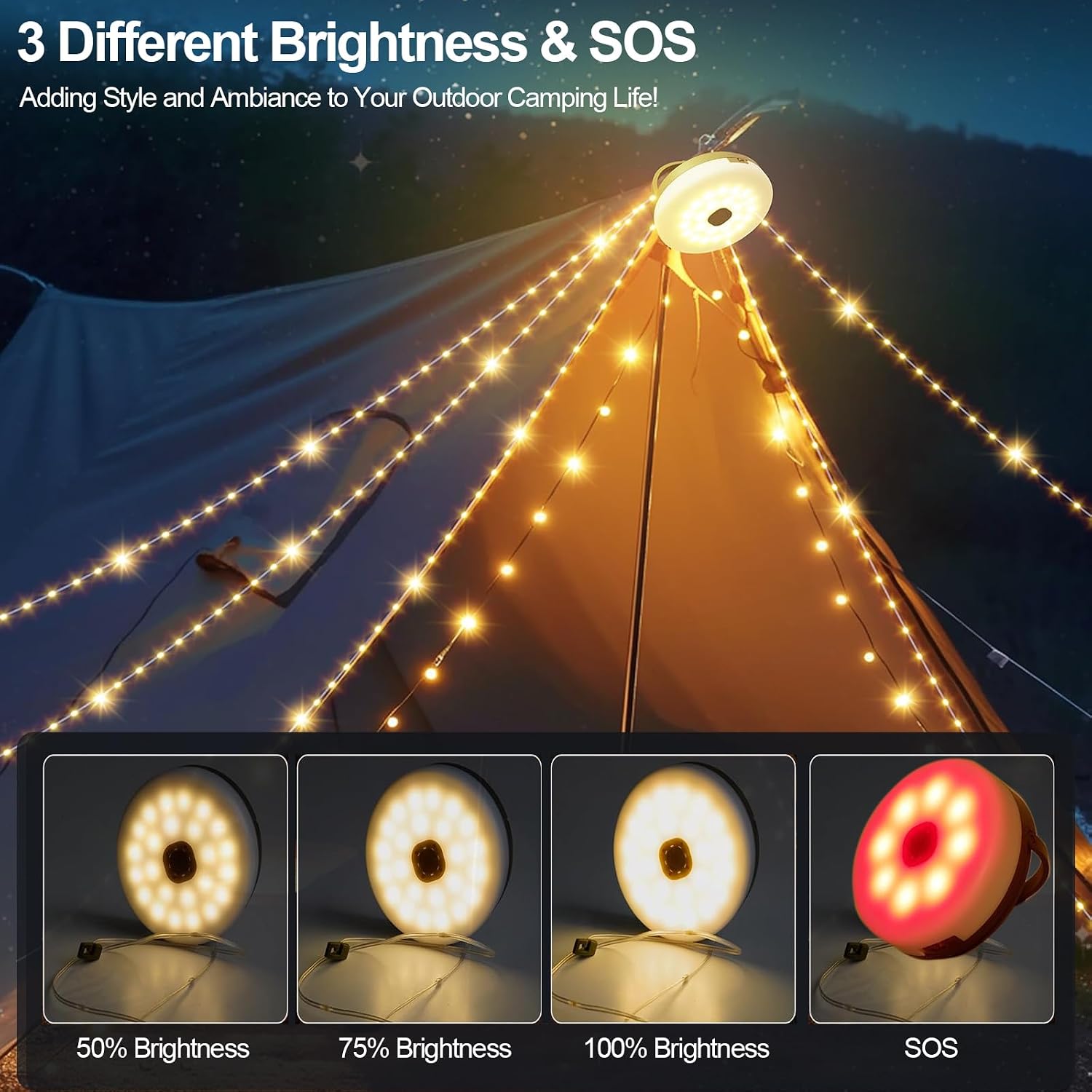 Thumbnail 2 de Liglit Solar Camping String Lights: 10m, 100 LEDs, 13 Modes, USB & Solar Rechargeable