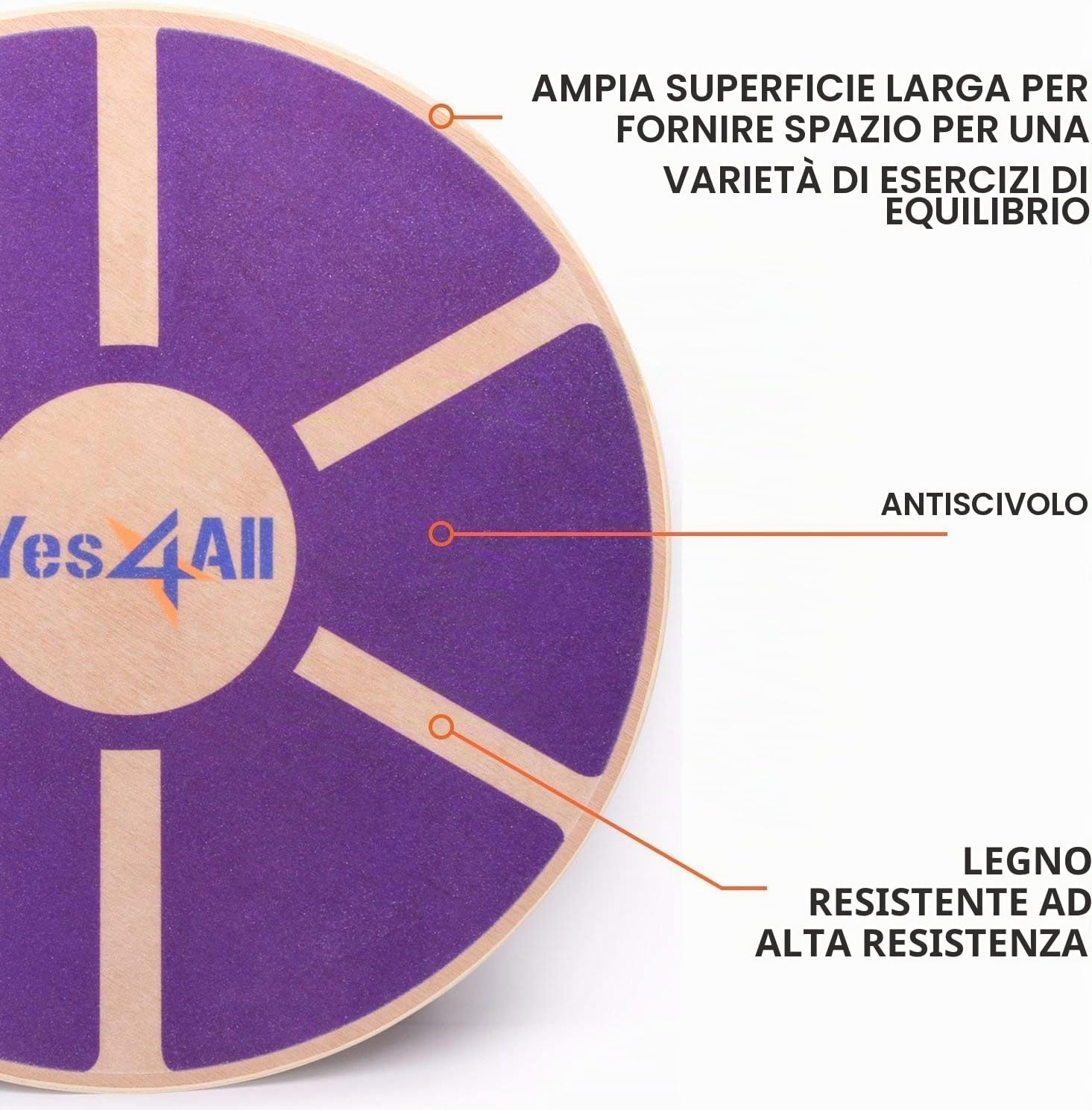 Detalle 2 de Yes4All Tavola d'equilibrio oscillante in Legno – Balance Board per stabilità, fitness e standing desk
