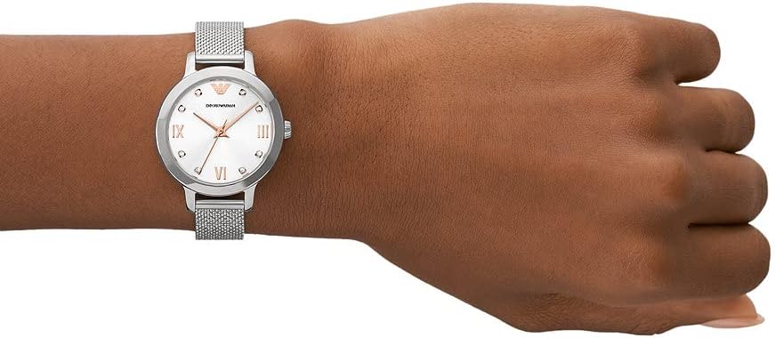Thumbnail 1 de EMPORIO ARMANI Damenuhr 32 mm Silberton – Quarz-Dreizeigerwerk, Edelstahlband (Milanaise)