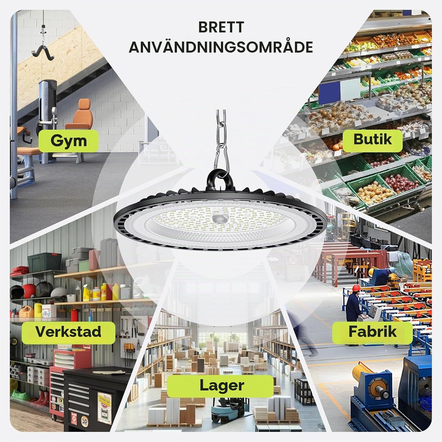 Detalle de Tallflly SL-GK10097P LED UFO-strålkastare, 10-pack, 100 W, 6000 K, IP65