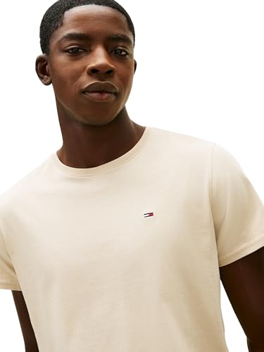 Detalle de Tommy Jeans T‑Shirt da Uomo Tjm XSLIM Jersey Tee Ext DM0DM04411 S/S – Beige XS