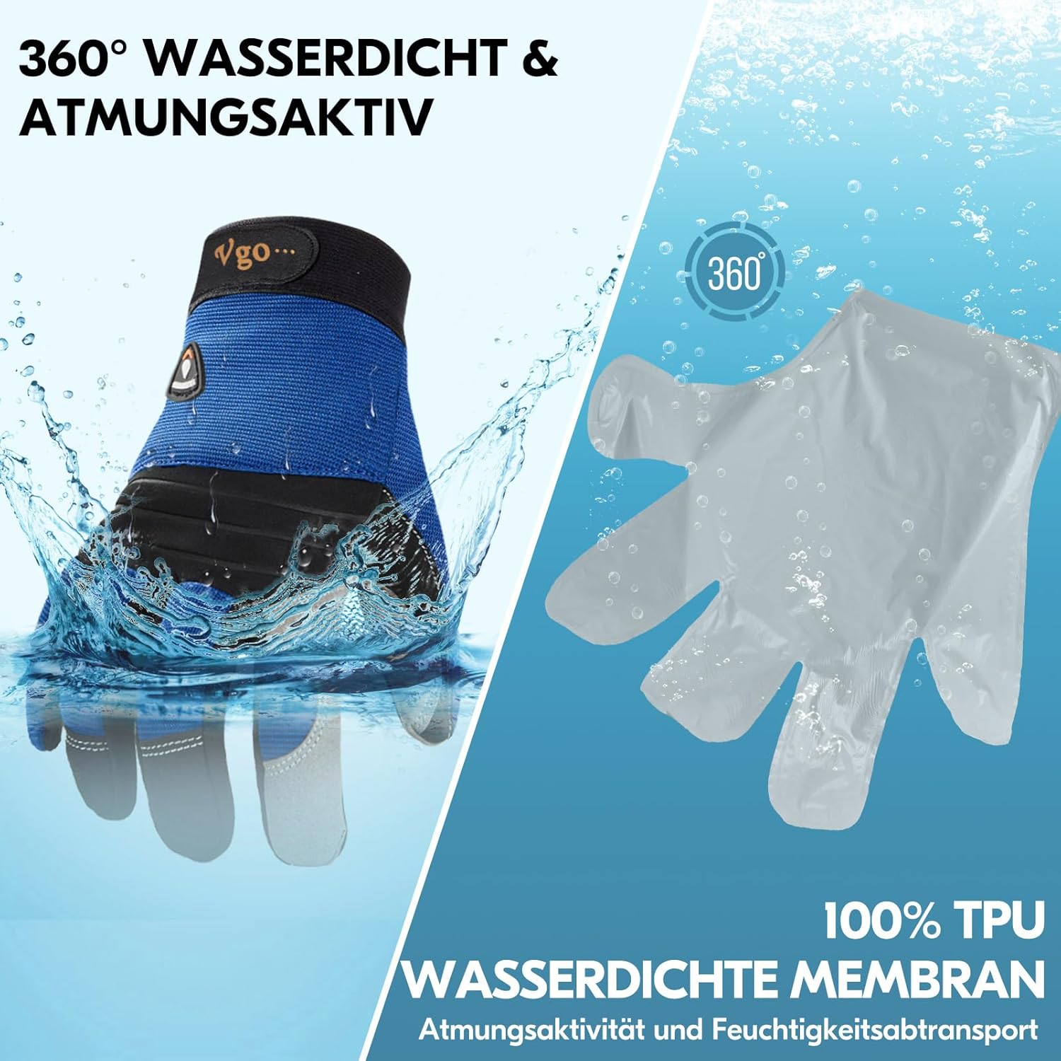 Thumbnail 2 de Vgo… 0°C/32°F Winter Arbeitshandschuhe (Kunstleder) mit 3M Thinsulate – wasserdicht & touchfähig (SL7621FLWP)