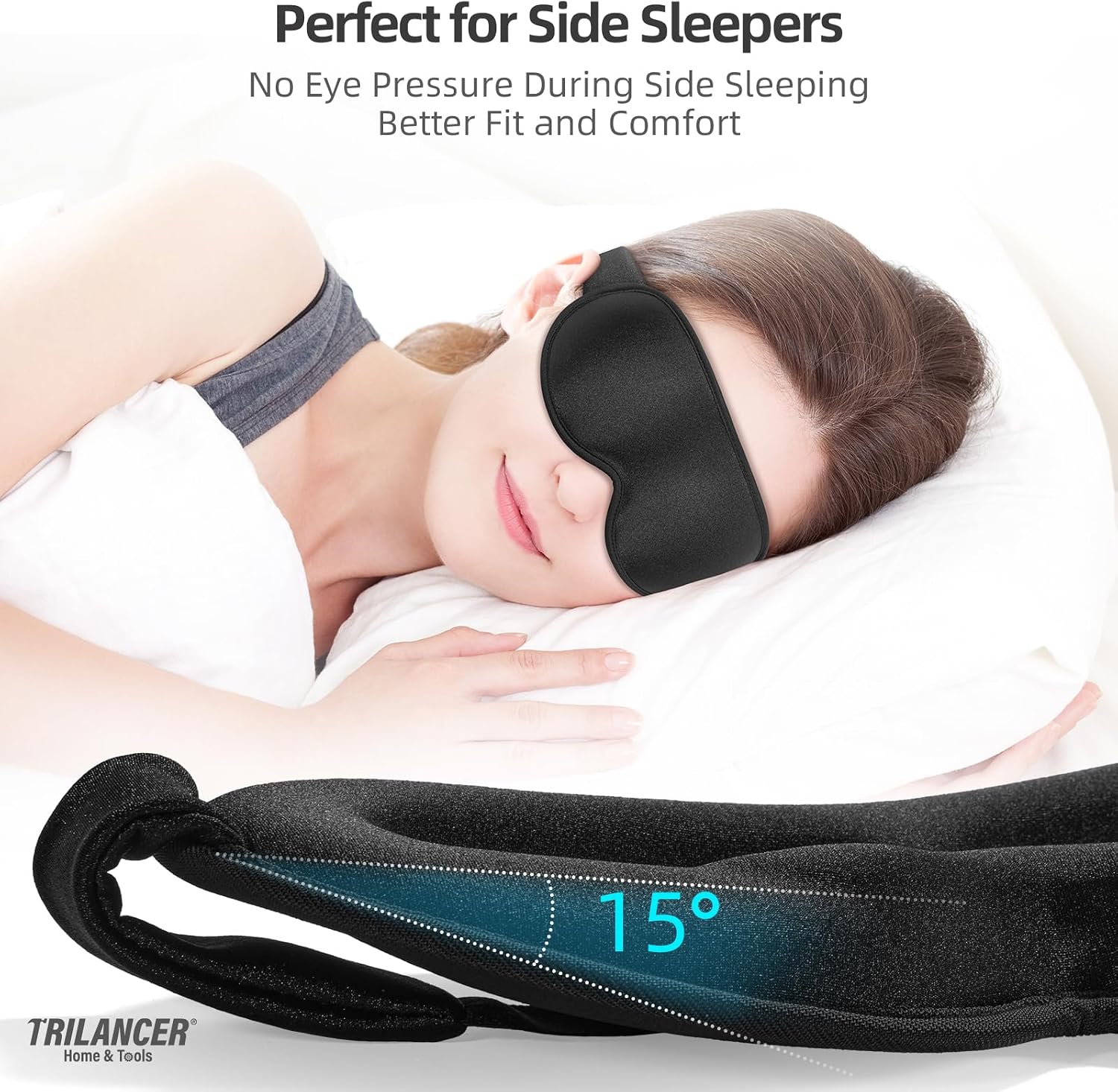 Thumbnail 6 de Trilancer 2026 3D Sleep Mask (99.99% light blocking) – Blackout eye mask for side sleepers, travel & meditation
