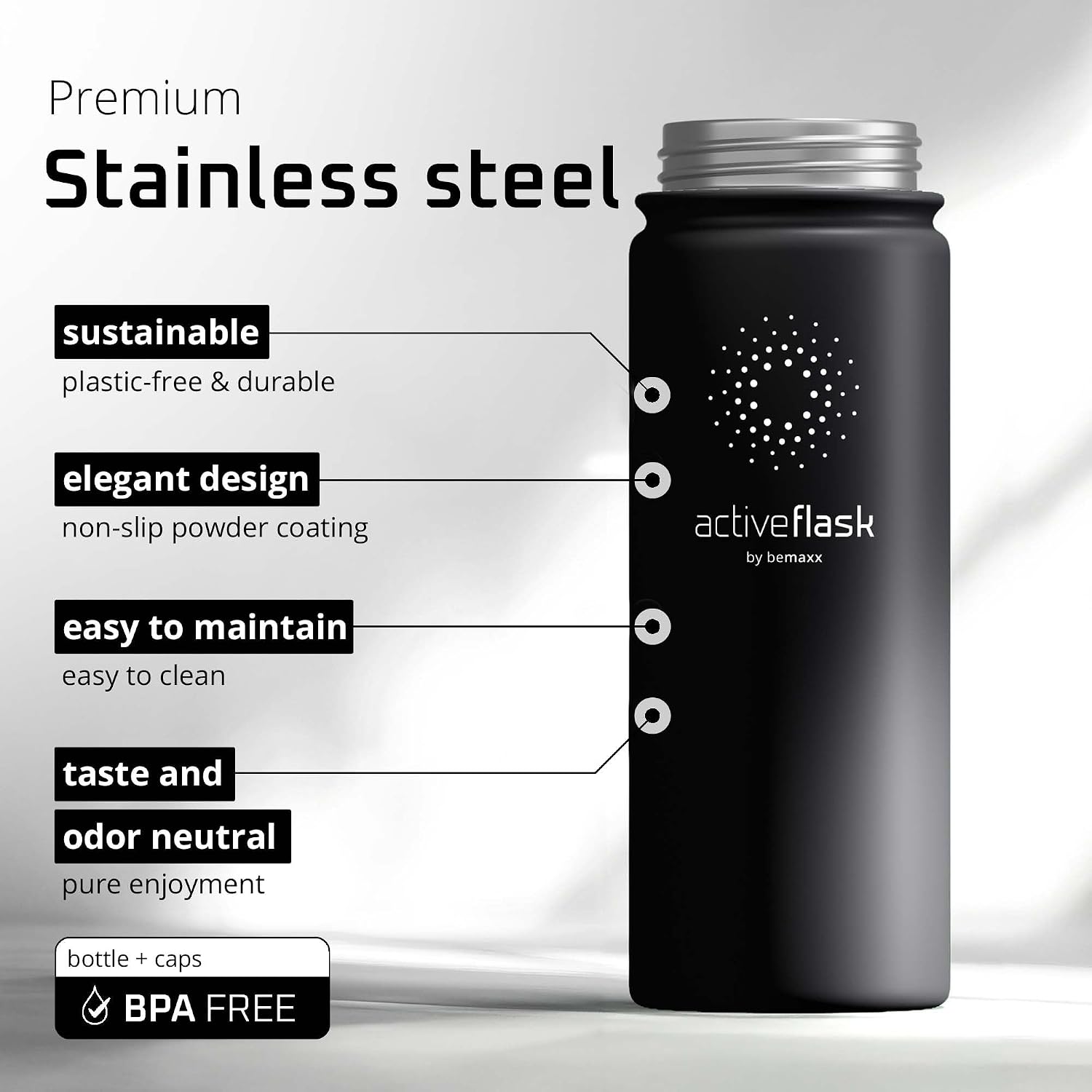 Thumbnail 2 de ACTIVE FLASK stainless steel water bottle with straw and 3 leak-proof lids