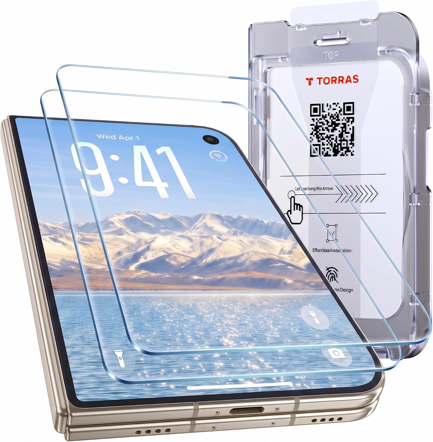Detalle de TORRAS Unbreakable for iPhone Duo Edge-to-Edge Tempered Glass Screen Protector, 2-Pack