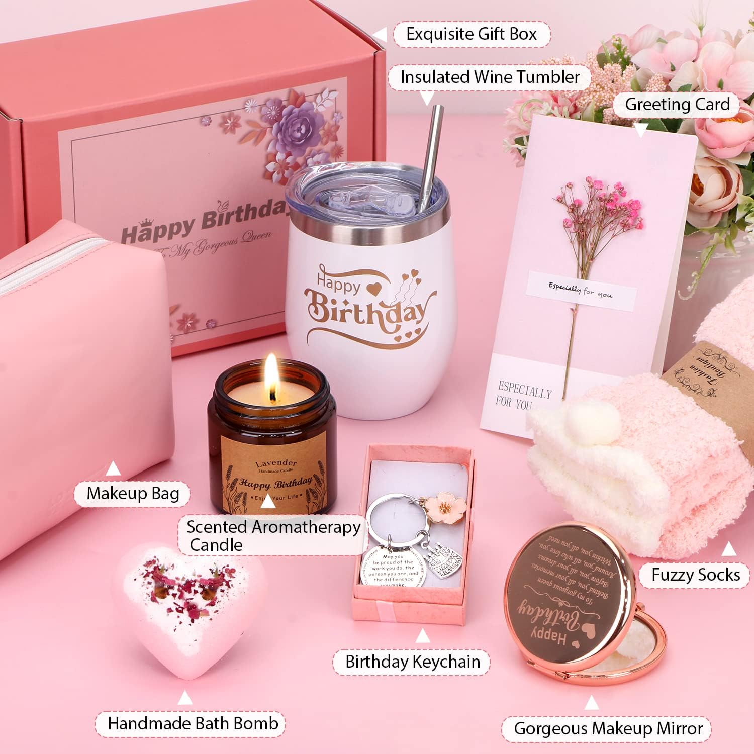 Detalle 2 de Birthday Gifts for Women Happy Birth-day Pamper Hamper Gift Box (self care set)