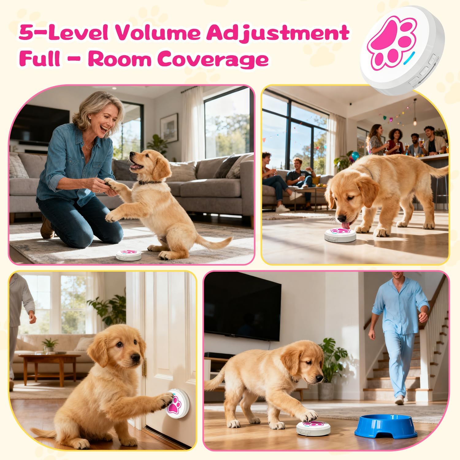 Thumbnail 5 de ChunHee Touch-Design Dog Doorbell for Toilet Training: Adjustable Volume, 28 Ringtones, and Easy 30-Second Setup