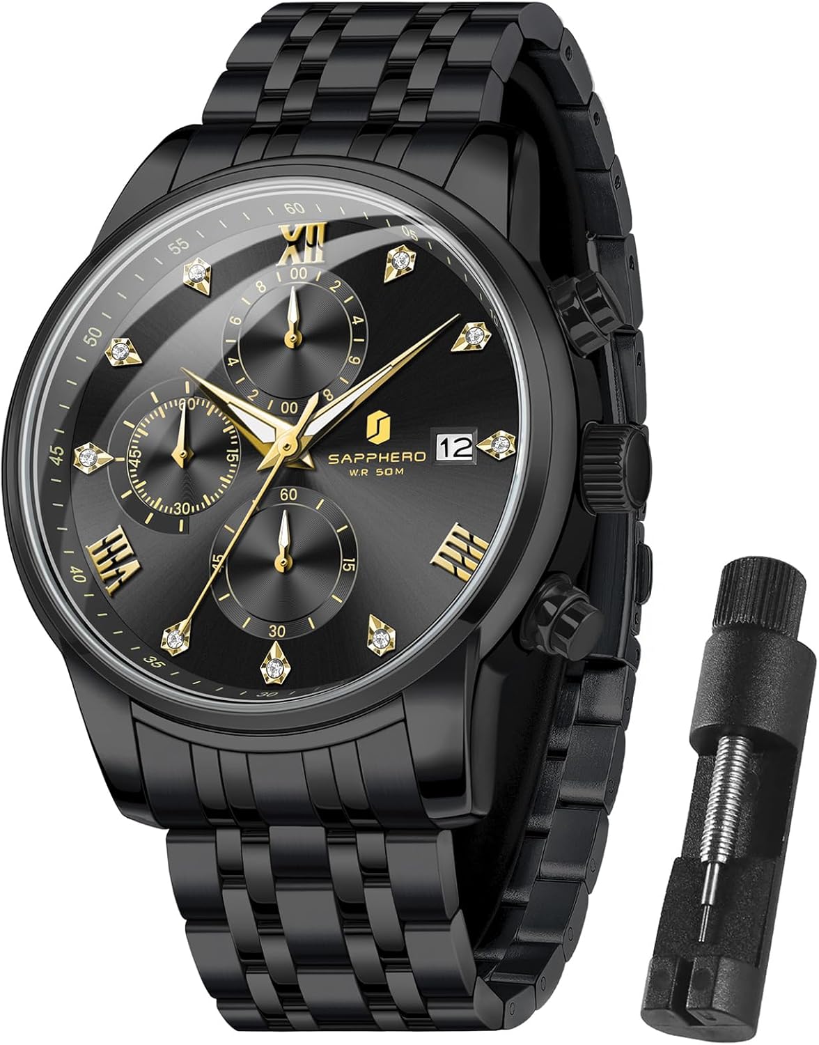 Detalle de Orologio da uomo SAPPHERO in silicone: impermeabile 30m, movimento al quarzo giapponese, stile sport-casual