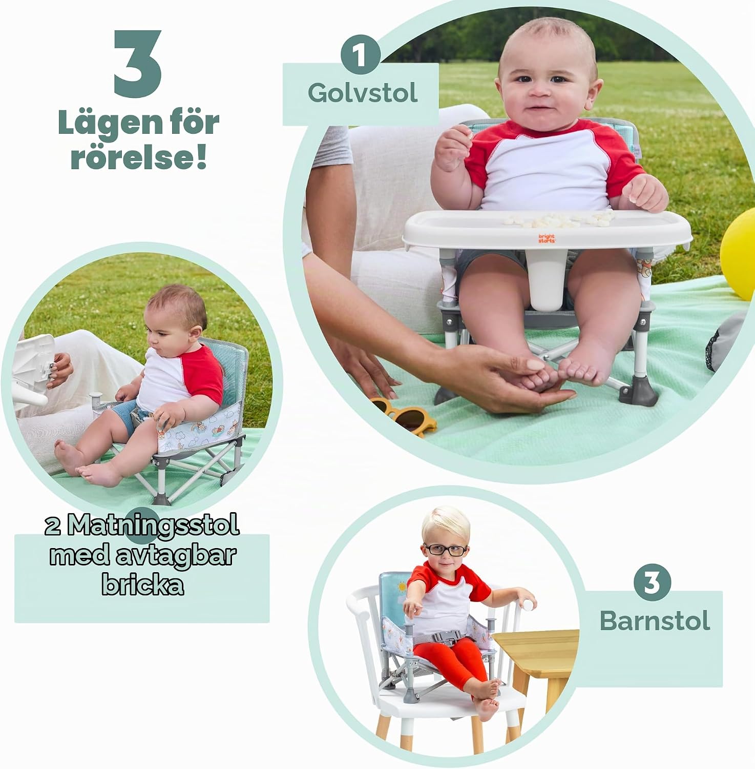 Detalle 2 de Bright Starts Disney Nalle Puh Pop 'N Sit – portabel golvstol med bricka