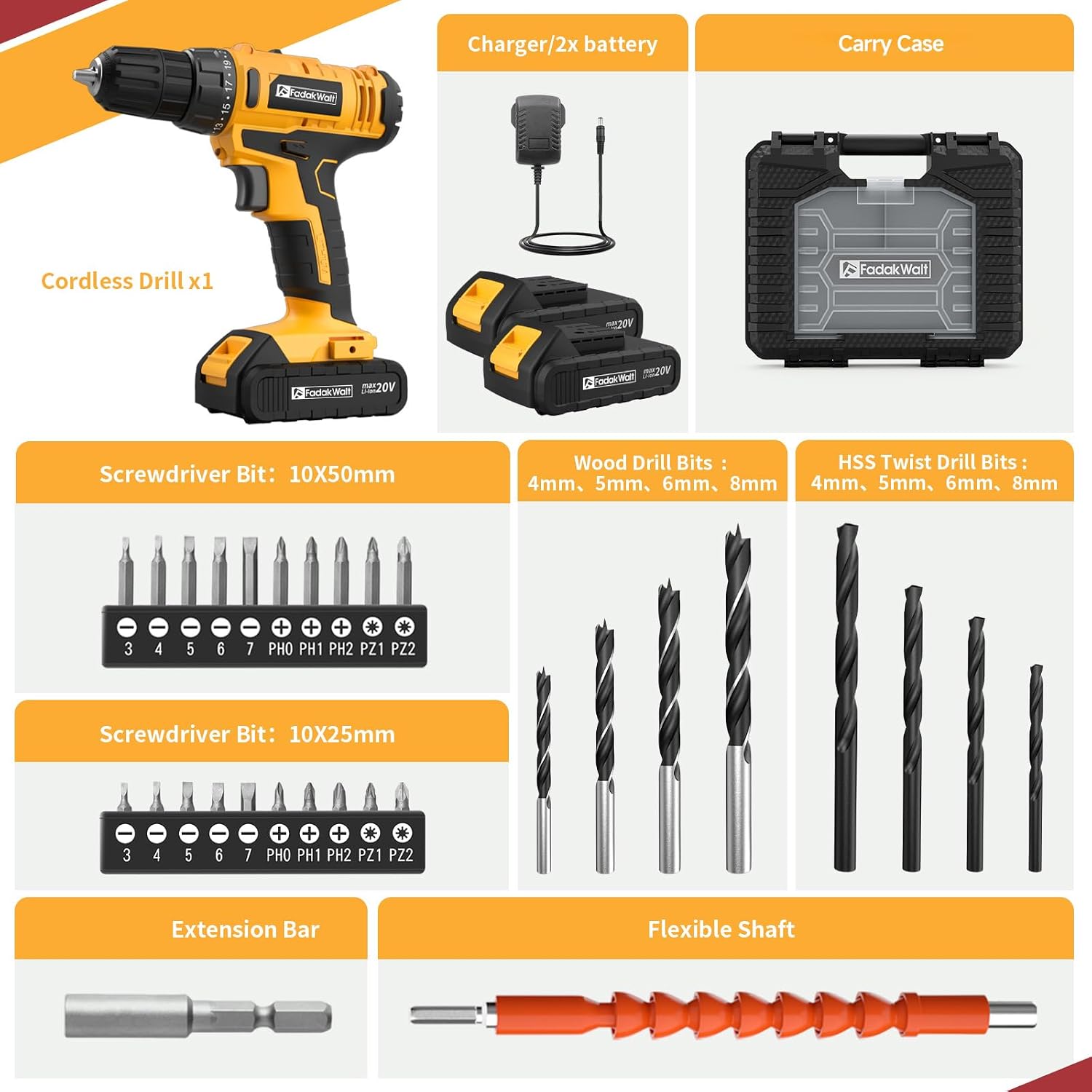 Detalle 2 de FADAKWALT 20V Cordless Drill 30Nm