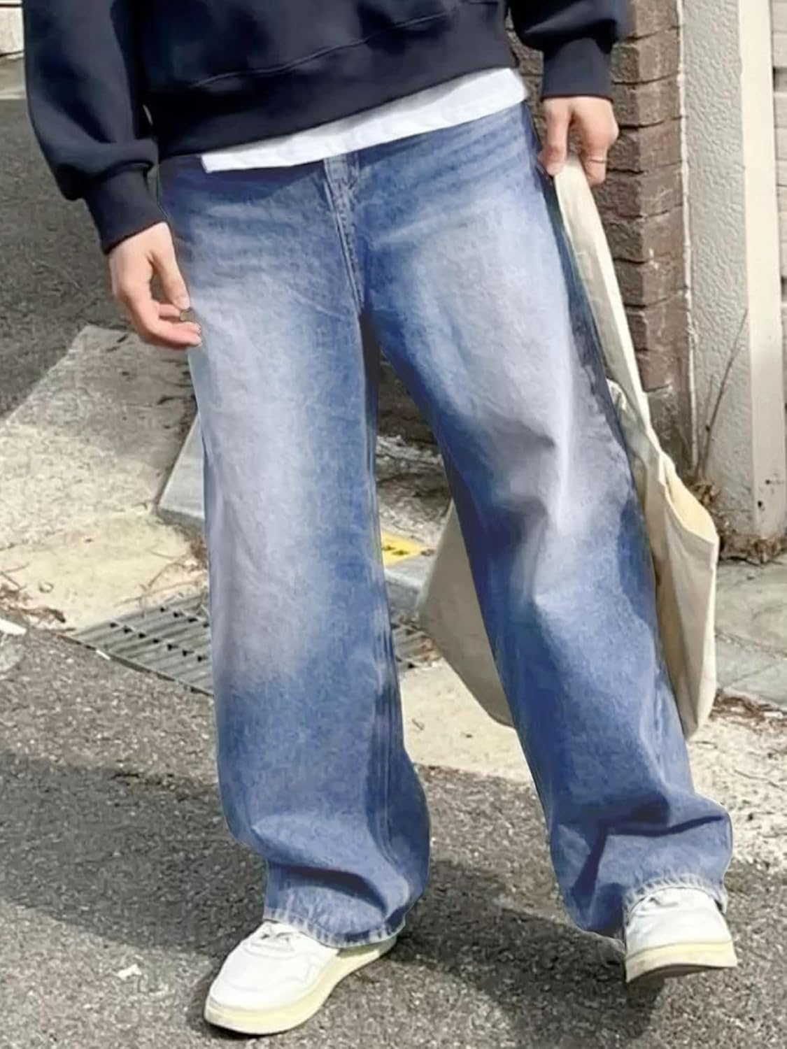 Detalle de JMIERR Herren Baggy Jeans – lockere Passform, Vintage-Style